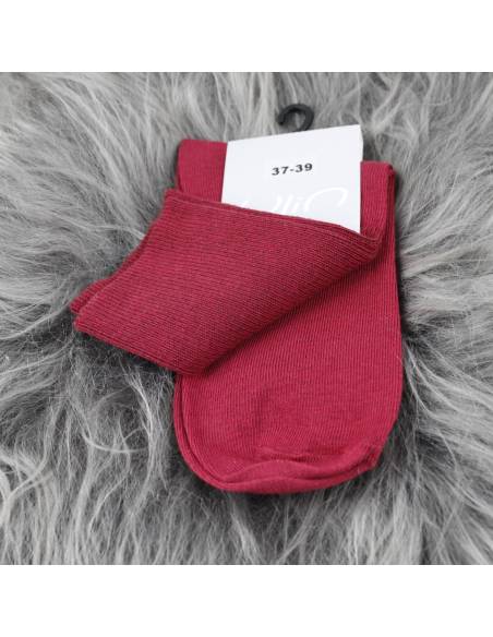 Chaussettes  femme et homme  non comprimantes cotonjambes sensibles bordeaux