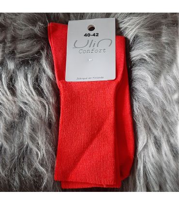 Chaussettes non comprimantes coton femme et homme jambes sensibles rouge