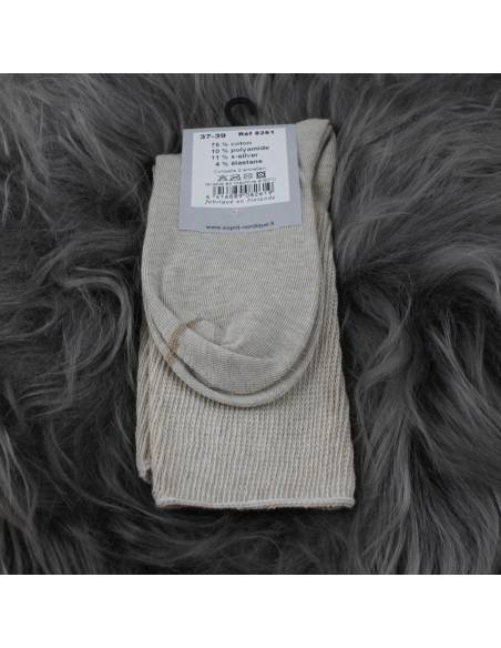 Chaussettes  femme non comprimantes coton et ions d'argent pieds sensibles