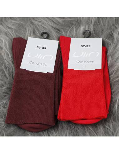 Chaussettes femme non comprimantes bambou rouge et bordeaux