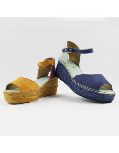 espadrilles compensées femme bleu 