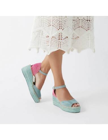 Sandales Espadrilles femme compensées et robe coton blanc crochet  