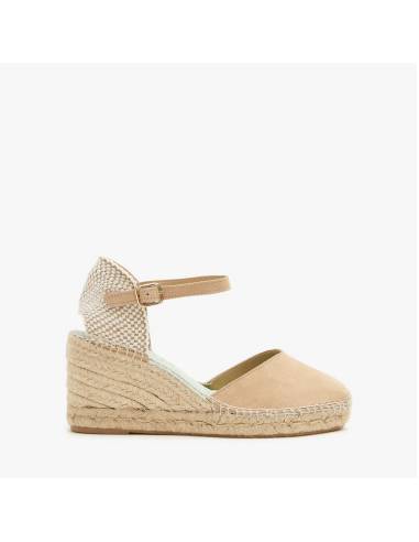 Compensées espadrilles beige en daim 