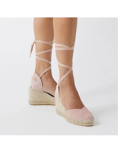Espadrilles compensées montantes avec lacets dorés