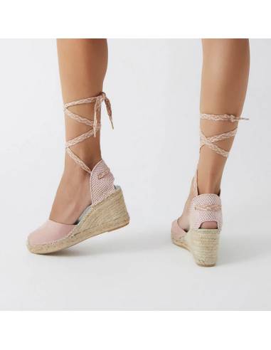 Sandales été femme compensées avec lacets doré