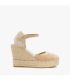 Beige espadrille wedges with ankle strap and decorative laces