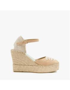 Espadrilles compensées à lacet et bride