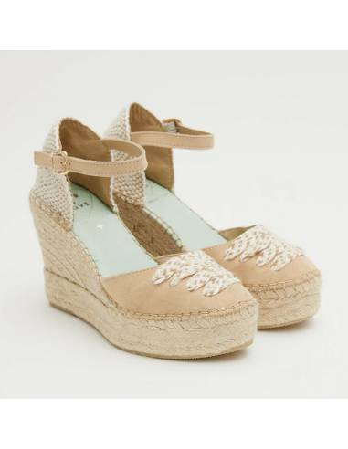 Espadrilles compensées à lacet et bride