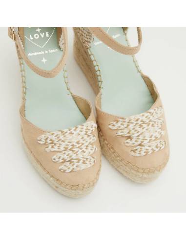 Espadrilles compensées à lacet et bride