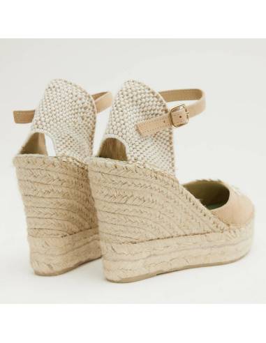 Espadrilles compensées à lacet et bride
