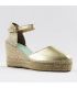Silver espadrille wedge sandals with strap