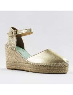 Sandales espadrilles compensées en cuir or