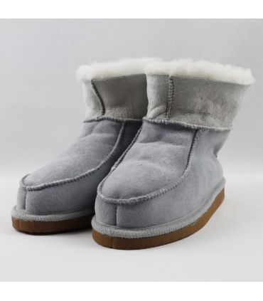 Chaussons Femme chauds en peau de mouton gris CLAIR