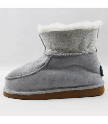 Chaussons Homme chauds en peau de mouton gris CLAIR