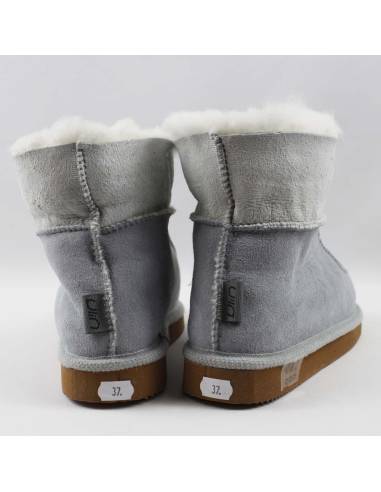 Chaussons Femme et Homme chauds en peau de mouton gris CLAIR