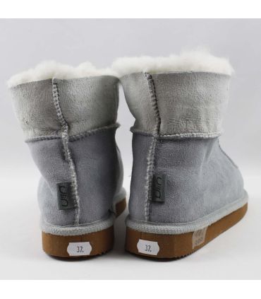 Chaussons Femme et Homme chauds en peau de mouton gris CLAIR