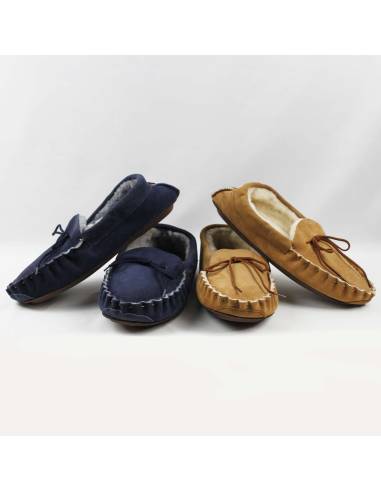 Hombre  zapatillos mocasines de piel de cordero genuino