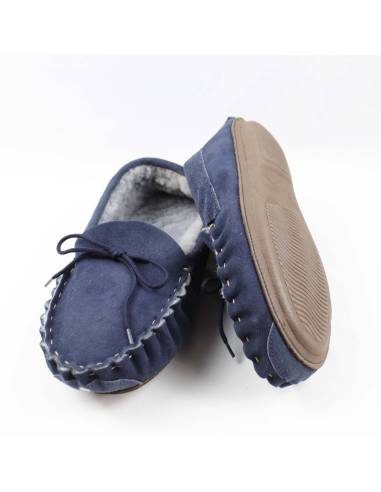 Hombre  zapatillos mocasines de piel de cordero genuino