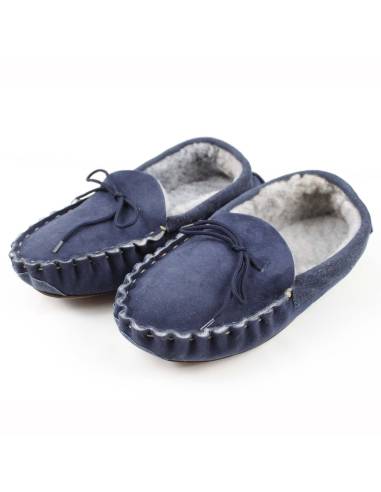 Chaussons mocassins homme chauds en peau d'agneau véritable