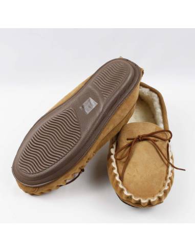 Chaussons mocassins homme chauds en peau d'agneau véritable