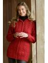 Women's pure merino wool irish double-zip long hooded cardigan
