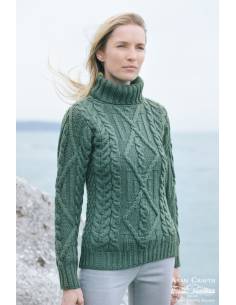 Irischer Rollkragenpullover für Damen in reinem Merinowoll rot