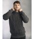 Men's Half Zip Aran Wool Sweater in pure merinowool