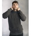 Jersey de lana Aran con media cremallera para hombre en merinowool puro