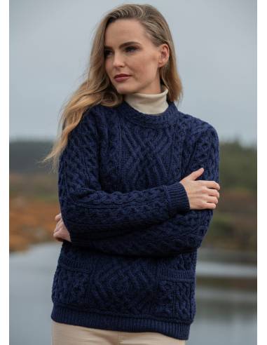 Irischer damen und Herren Pullover aus reiner Merinowolle warm Diamantmuster