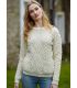 Pull irlandais femme grosse maille à poches en laine mérinos 