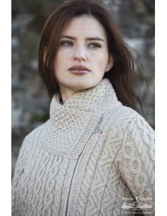 Cable design Zip Coat cardigan pure merinowool blue