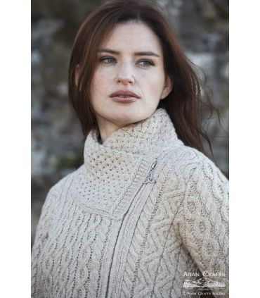 Cable design Zip Coat cardigan pure merinowool blue