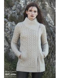 Cable design Zip Coat cardigan pure merinowool blue 2