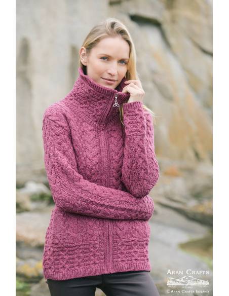 Women's Zip Cardigan pure merinowool red