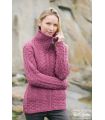 Gilet femme zippé à col montant en pure laine de merinos