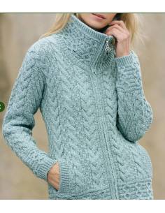 Women's Zip double collar cardigan pure merinowool 2