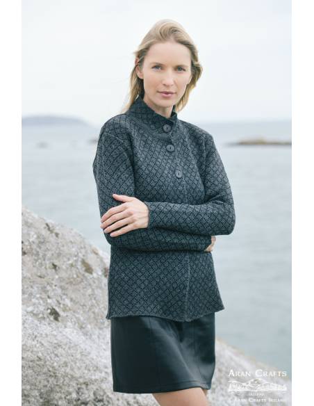 Women's Zip double collar cardigan pure merinowool