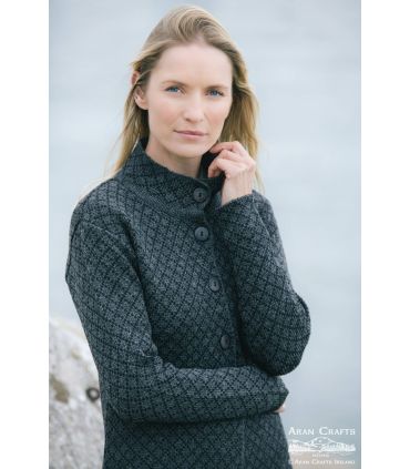 Cardigan femme à col petit col at boutons en pure laine de merinos