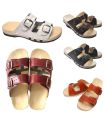 Wooden sandals FLEX leather double buckle