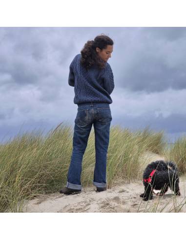 Warm Irish pure merino wool round neck diamond jumper women and men