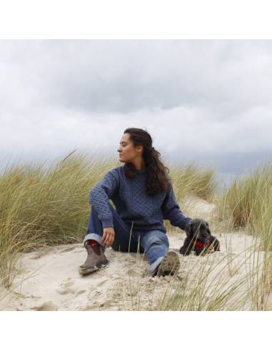 Warm Irish pure merino wool round neck diamond jumper women and men