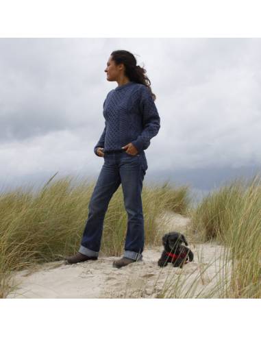 Warm Irish pure merino wool round neck diamond jumper women and men