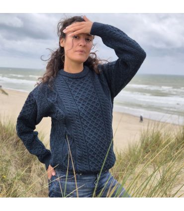 Irischer damen und Herren Pullover aus reiner Merinowolle warm Diamantmuster