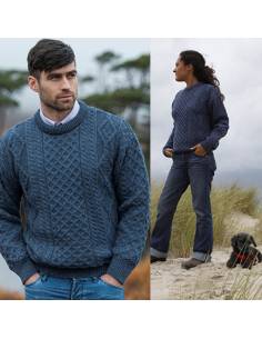Irischer damen und Herren Pullover aus reiner Merinowolle warm Diamantmuster