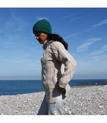 Irish women cowl neck sweater in pure Merino Wool