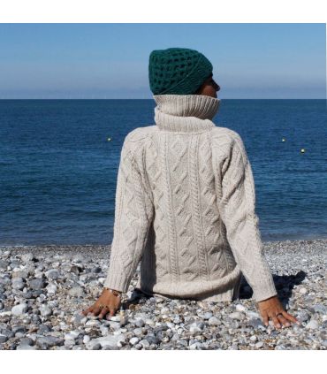 Irish women cowl neck sweater in pure Merino Wool