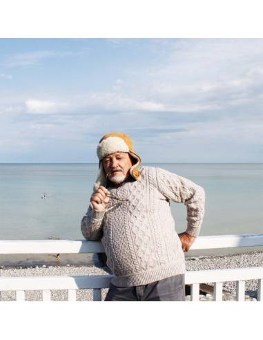 Pull hiver Homme pure laine mérinos chaud et doux pour marins 