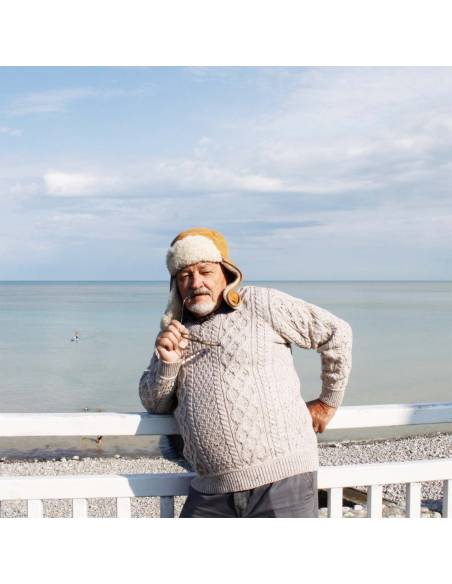 Pull hiver Homme pure laine mérinos chaud et doux pour marins 