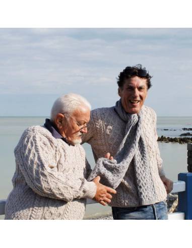 Pull Homme pure laine mérinos chaud col V grosse maille torsade