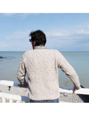 Pull col V pour hommes laine véritable